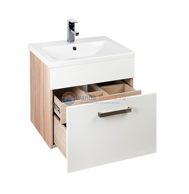 Тумба с раковиной Iddis Mirro MIR50W0i95K 50 см подвесная, белая/дерево Тумба с раковиной Iddis Mirro MIR50W0i95K 50 см подвесная, белая/дерево