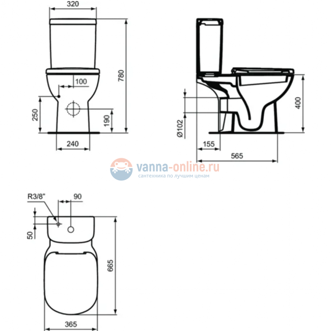 Чаша напольного унитаза Ideal Standard Tempo белый, T331201
