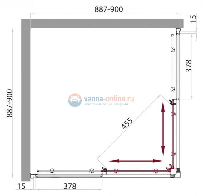 Душевая кабина BelBagno Uno-CAB-A-2-90-C-CR, 90 х 90 см