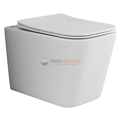 Подвесной безободковый унитаз Ceramica Nova Cubic Rimless, крышка микролифт, CN1806