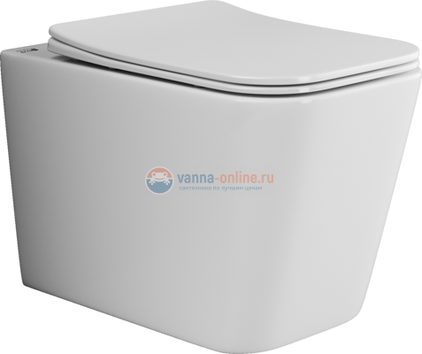 Подвесной безободковый унитаз Ceramica Nova Cubic Rimless, крышка микролифт, CN1806