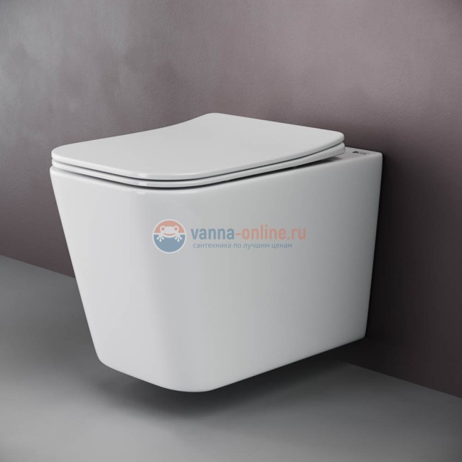 Подвесной безободковый унитаз Ceramica Nova Cubic Rimless, крышка микролифт, CN1806