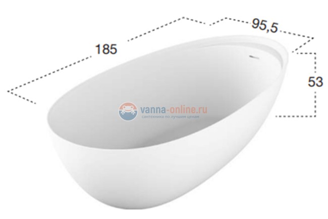 Ванна Antonio Lupi Eclipse 185 х 95,5 х 53 см отдельностоящая, овальная Ванна Antonio Lupi Eclipse 185 х 95,5 х 53 см отдельностоящая, овальная