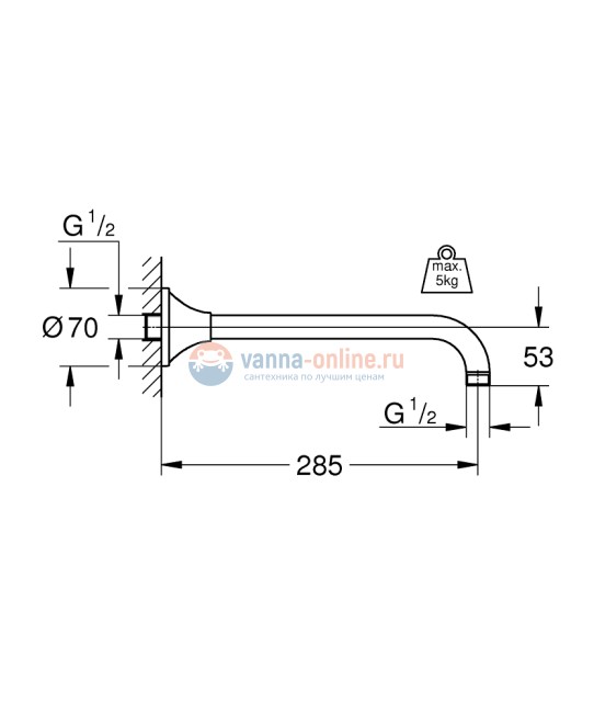 Душевой кронштейн Grohe Rainshower Grandera 27986IG0, хром/золото Душевой кронштейн Grohe Rainshower Grandera 27986IG0, хром/золото