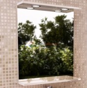 Зеркало с подсветкой Comfortу К-60 белый глянец с полкой