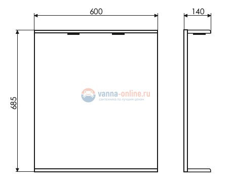 Зеркало с подсветкой Comfortу К-60 белый глянец с полкой