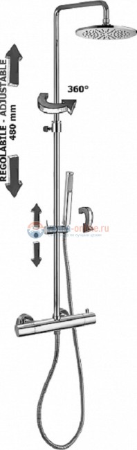 Душевая колонна Paffoni Birillo Mini ZCOL638LIQCR с термостатическим смесителем для душа