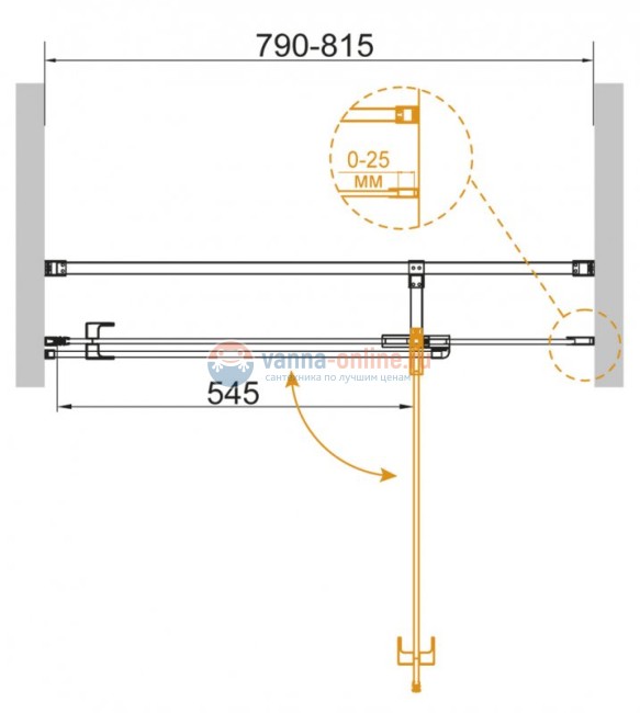 Душевая дверь в нишу Cezares VALVOLA-B-1-80-C-Cr, 80 см, стекло прозрачное, цвет профиля хром