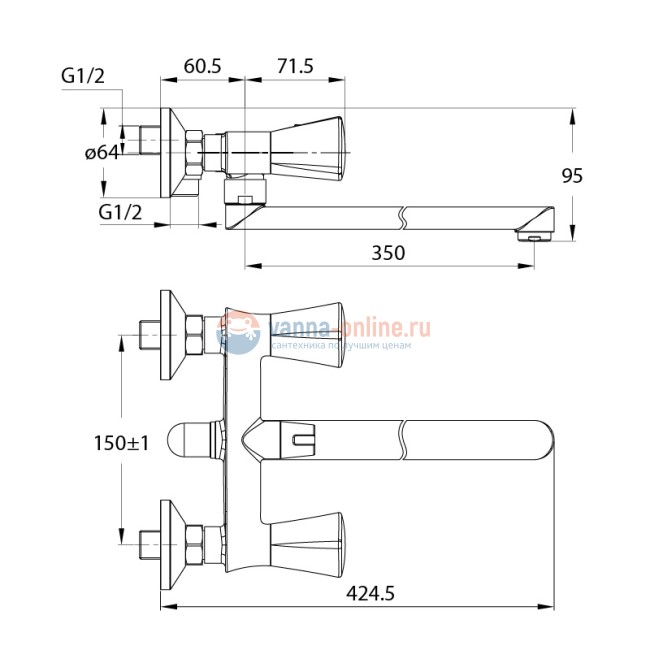 Смеситель Iddis Bounce BOUSBL2i10 для ванны и душа универсальный