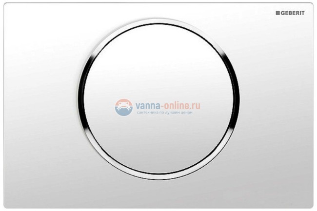 Клавиша Geberit Sigma Type 10 115.758.KJ.5, одинарный смыв, рамка-белая/кнопка-белая/кольцо-глянцевый хром