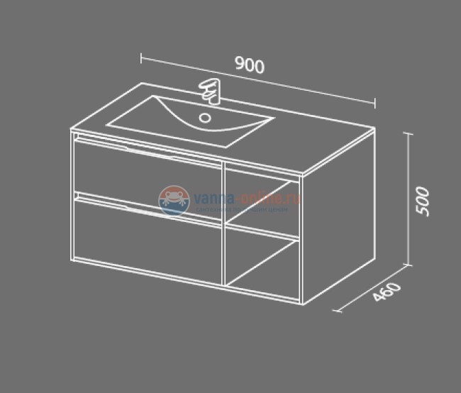 Тумба с раковиной Sanvit Мэри-4 L/R kmery904, 90 см подвесная, карпатская ель