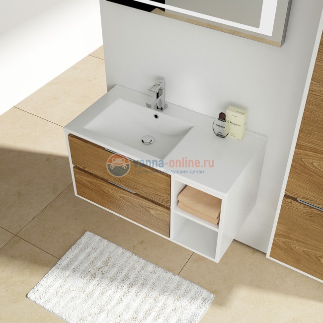 Тумба с раковиной Sanvit Мэри-4 L/R kmery904, 90 см подвесная, карпатская ель