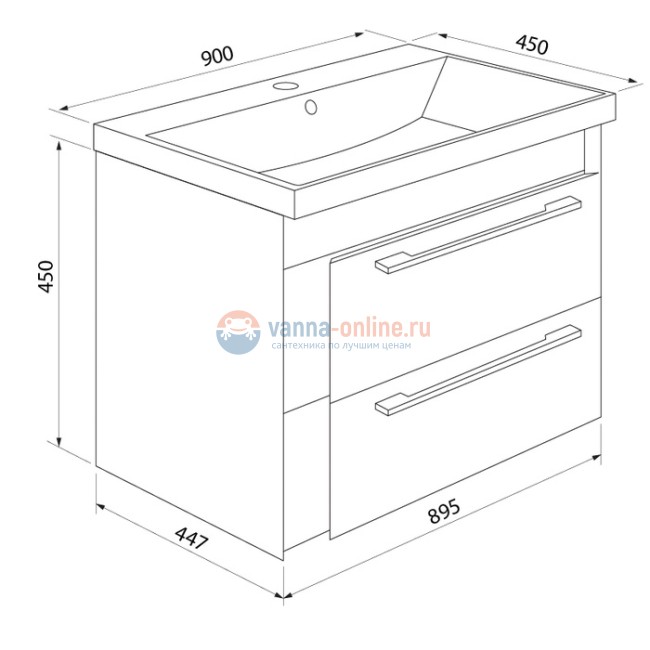 Тумба с раковиной Iddis Color Plus COL90M0i95K 90 см подвесная, белая/мятная