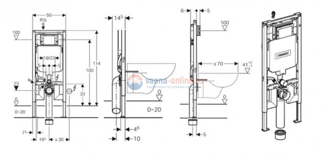 Инсталляция Geberit Duofix Sigma 8 UP720 111.796.00.1 для унитаза, тонкая
