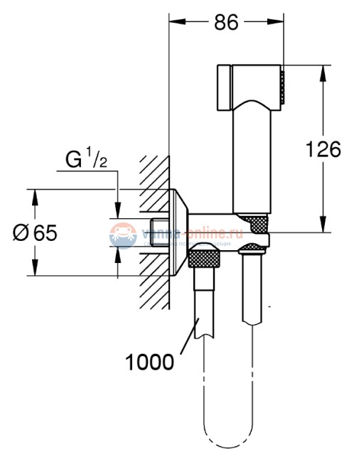 Гигиенический душ Grohe Sena 26329000/26332000 с угловым вентилем Гигиенический душ Grohe Sena 26329000/26332000 с угловым вентилем