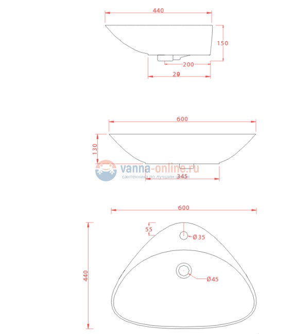 Раковина ArtCeram PLETTRO PTL001 01;00 Раковина ArtCeram PLETTRO PTL001 01;00