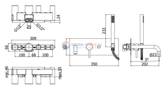Смеситель Paffoni Light LIG001CR для ванны и душа, хром