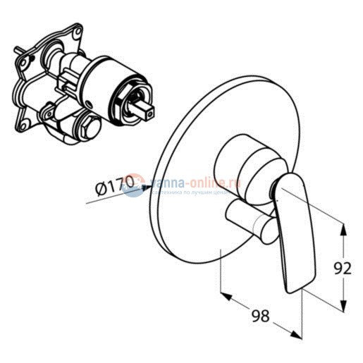 Смеситель Kludi Balance 526508775 для ванны и душа встраиваемый, чёрный матовый