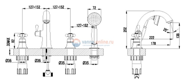 Смеситель Lemark Vintage LM2841B для ванны