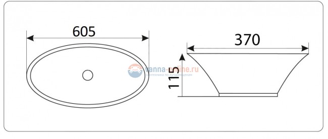 Раковина CeramaLux Серия N 9397 накладная, белый Раковина CeramaLux Серия N 9397 накладная, белый