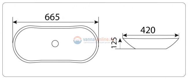 Раковина CeramaLux Серия MNC 503H012 накладная, под камень с донным клапаном Раковина CeramaLux Серия MNC 503H012 накладная, под камень с донным клапаном
