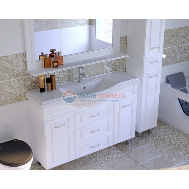 Тумба под раковину СаНта Монарх 120 700106 напольная, цвет белый Тумба под раковину СаНта Монарх 120 700106 напольная, цвет белый