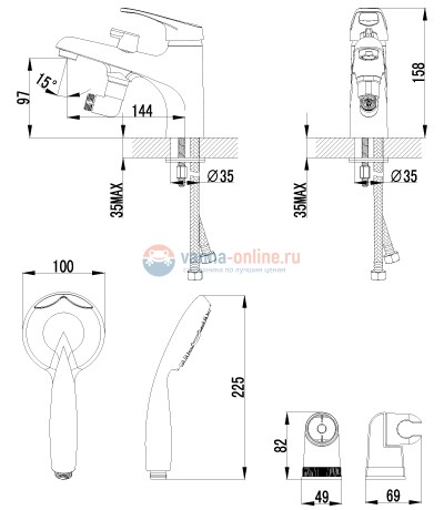 Смеситель Lemark Omega LM3115C для ванны, на борт ванны Смеситель Lemark Omega LM3115C для ванны, на борт ванны