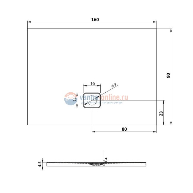 Душевой поддон Riho Basel 420 160 x 90 см DC300050000000S акриловый, прямоугольный, цвет белый