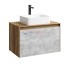 Тумба с раковиной Aqwella Mobi 80 см, фасад бетон светлый, корпус дуб балтийский