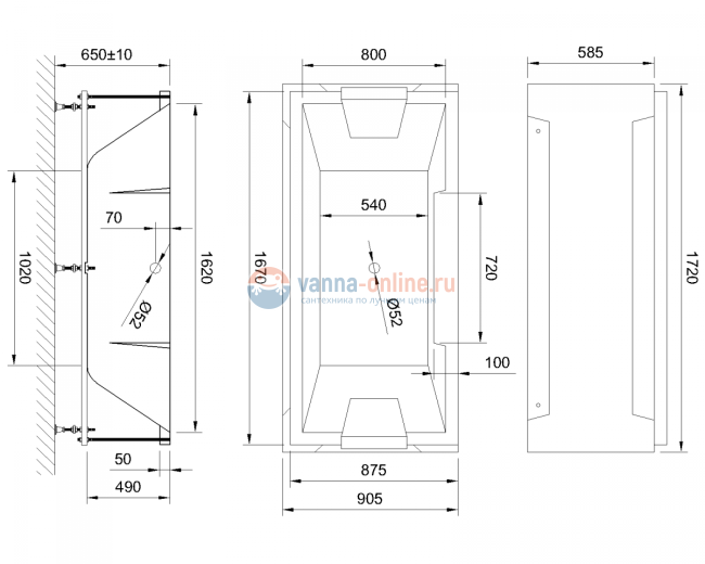 Акриловая ванна Royal Bath Triumph RB 665101 170 x 87 см с каркасом