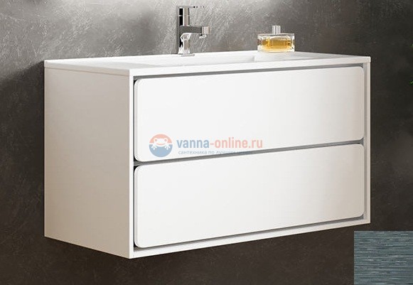 Тумба с раковиной Sanvit Бруно 2, 90 х 50 см, чаша раковины по центру, цвет - шелк сталь