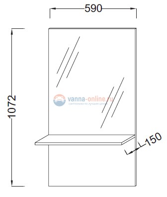 Зеркало Jacob Delafon Struktura 59 EB1212-N14, серый антрацит, 59x15x107,2, с полкой Зеркало Jacob Delafon Struktura 59 EB1212-N14, серый антрацит, 59x15x107,2, с полкой
