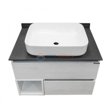 Тумба Comfortу Прага-75 дуб белый с серой столешницей, с раковиной 78189