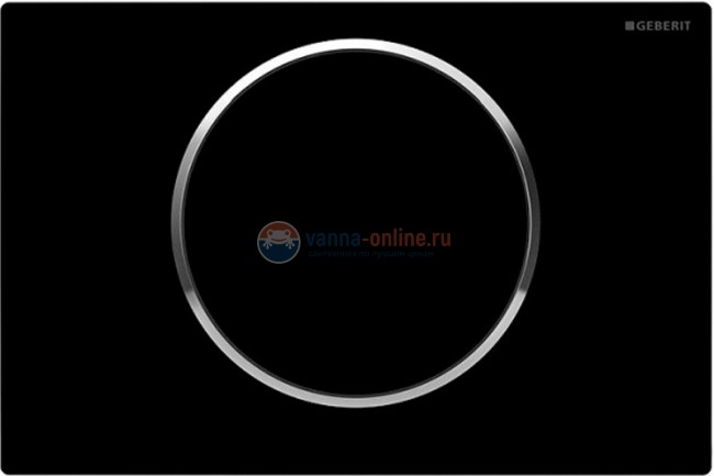 Клавиша Geberit Sigma Type 10 115.758.KM.5 , одинарный смыв, рамка-чер./кнопка-чер./кольцо-хр.глян
