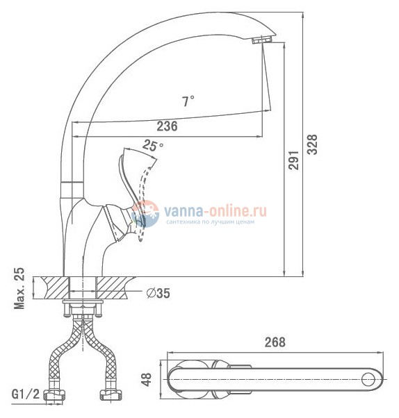 Смеситель D&K Liszt Bayern DA1232401 для кухонной мойки Смеситель D&K Liszt Bayern DA1232401 для кухонной мойки