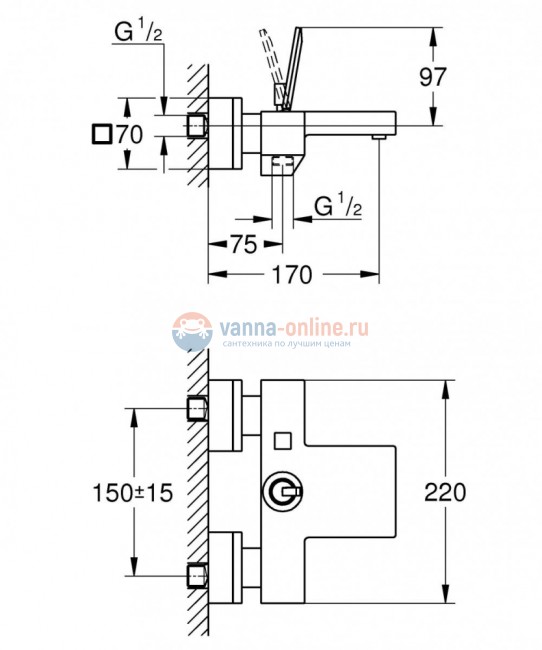 Смеситель Grohe Eurocube Joy 23666000 для ванны Смеситель Grohe Eurocube Joy 23666000 для ванны