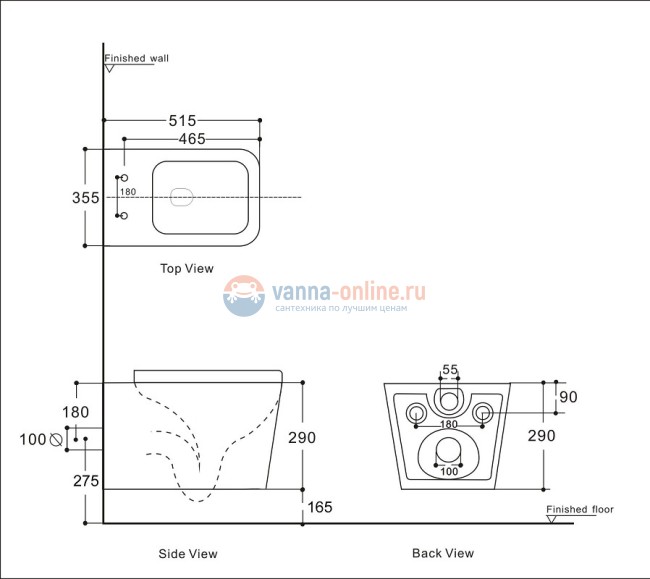 Подвесной унитаз безободковый Aquanet Tavr 2.0 W (243545) Rimless, с крышкой-сиденьем Soft Close - Slimseat