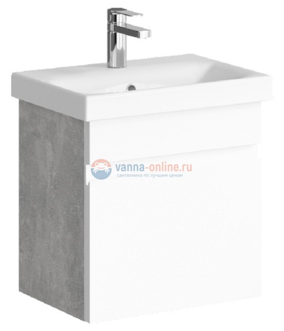 Тумба с раковиной Aqwella Smart 50 см, фасад белый, корпус бетон светлый