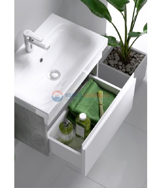 Тумба с раковиной Aqwella Smart 50 см, фасад белый, корпус бетон светлый