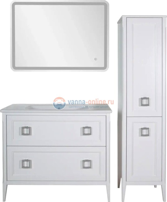 Тумба c раковиной ASB-Woodline Рома 100Н напольная, белая