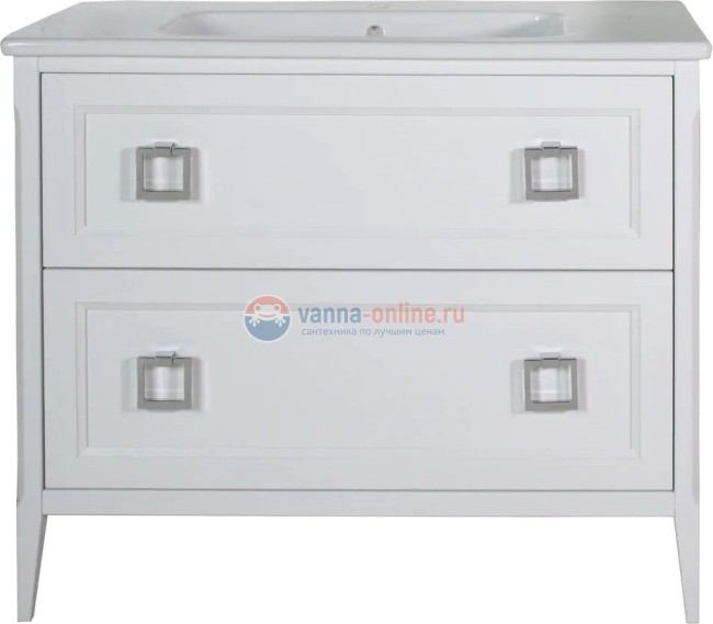 Тумба c раковиной ASB-Woodline Рома 100Н напольная, белая