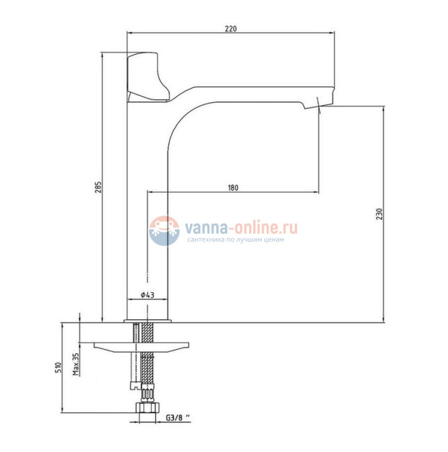 Смеситель для раковины E.C.A Myra 104108984EX Смеситель для раковины E.C.A Myra 104108984EX