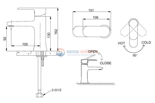 Смеситель Bravat Opal F1125183CP-RUS для раковины-1