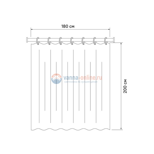 Штора для ванной комнаты Iddis Basic 200 x 180 см, B09P218i11, полиэстер, бежевый