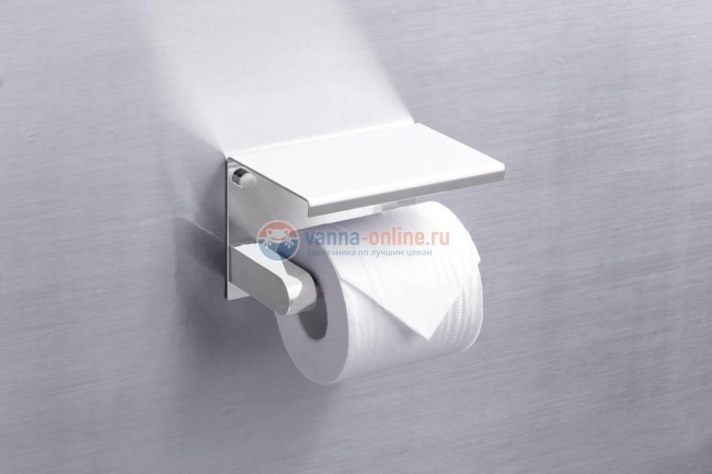 Держатель туалетной бумаги Rush Edge ED77141 White с полкой для телефона