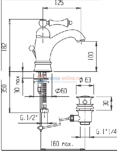 Смеситель Cezares Margot MARGOT-LSM1-A-01-M для раковины, хром Смеситель Cezares Margot MARGOT-LSM1-A-01-M для раковины, хром