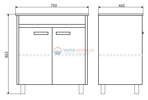Тумба Comforty Тулуза 75 белый глянец/сосна лоредо с раковиной Quadro 75