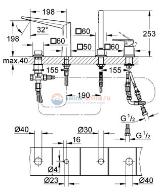 Смеситель Grohe Allure Brilliant 19787000 для ванны Смеситель Grohe Allure Brilliant 19787000 для ванны
