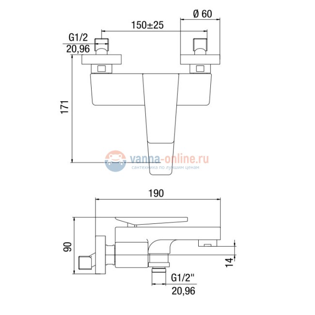 Смеситель для ванны Jacuzzi Rubinetteria Beam 0AM00002JA00
