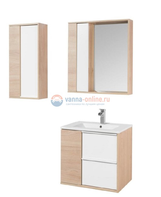 Шкаф Акватон Бостон 40, 1A239903BN010, дуб эврика, белый глянец Шкаф Акватон Бостон 40, 1A239903BN010, дуб эврика, белый глянец